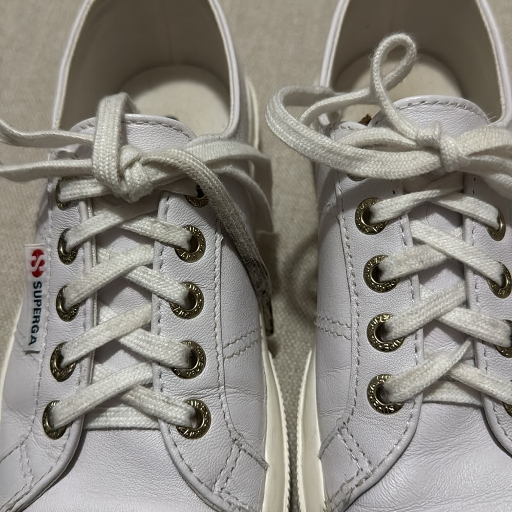 Superga All Leather 2750 Cantu Sneakers-Sz Euro Sz 35-Ice White-EUC - Picture 12 of 16